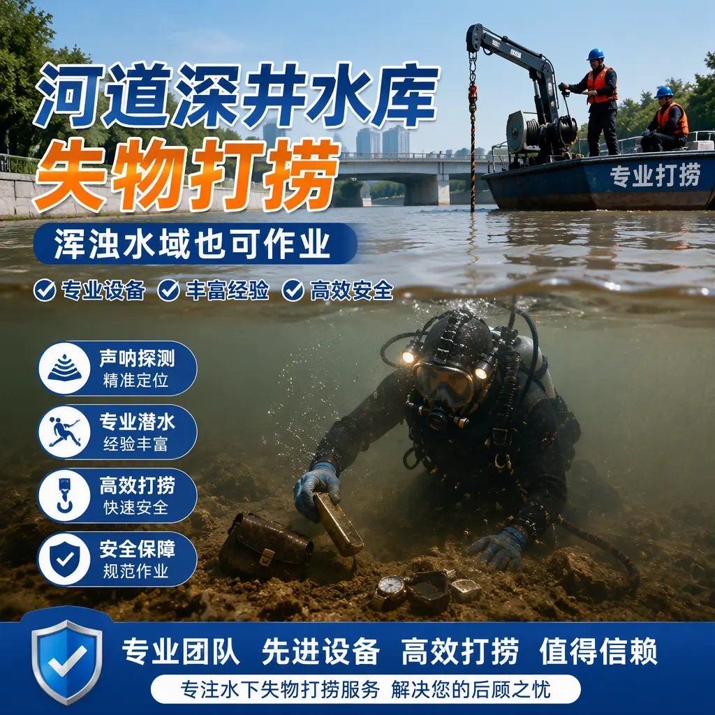 河道深井水库失物打捞，浑浊水域也可作业彭泽