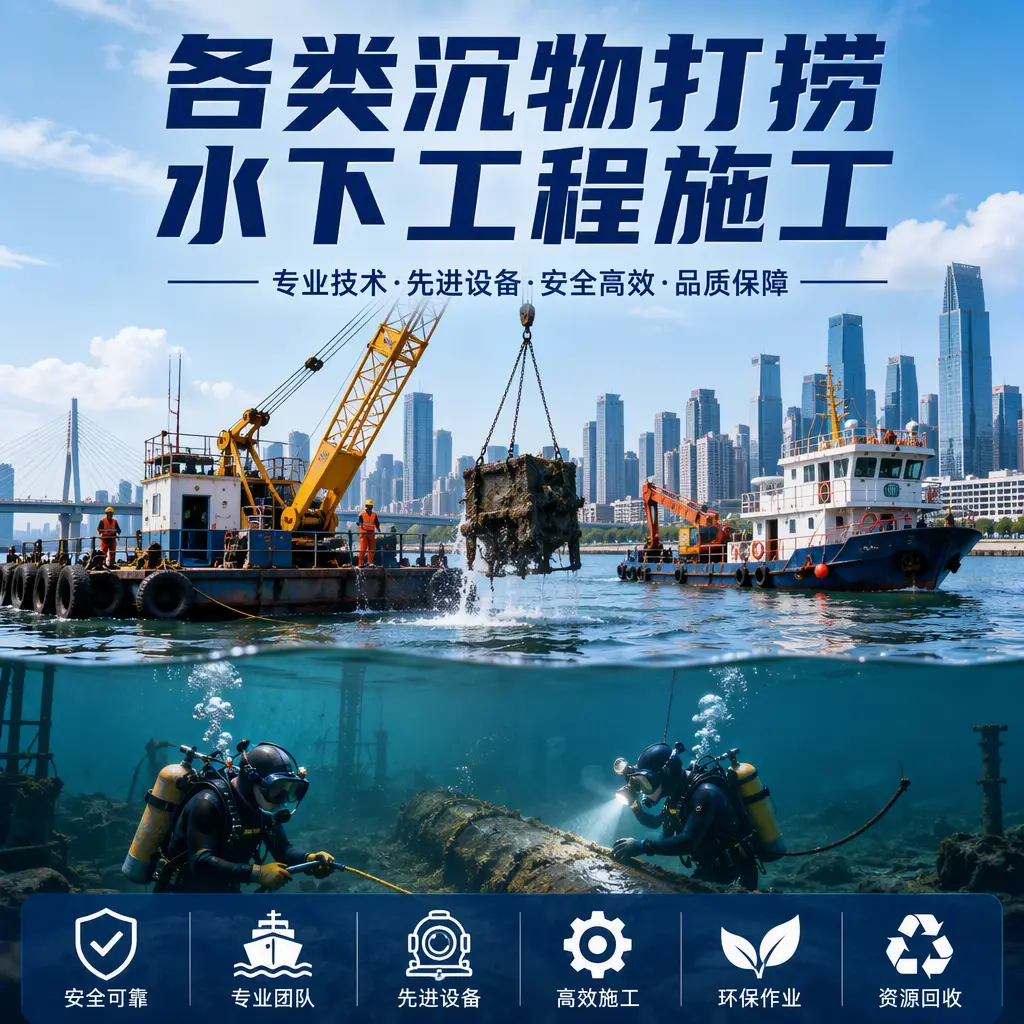 彭泽各类沉物打捞，水下工程施工
